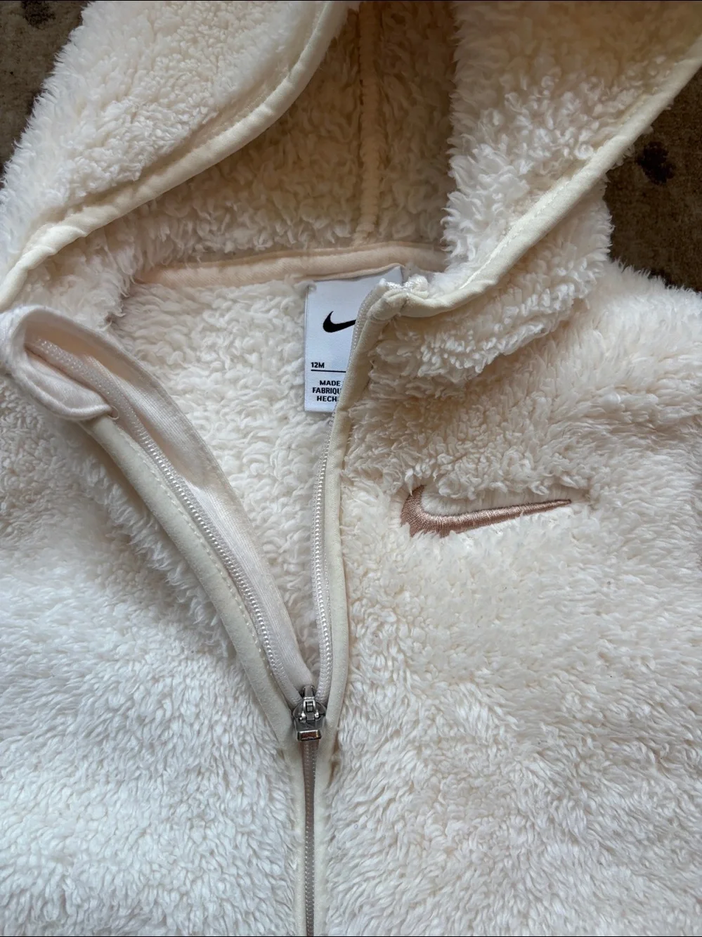 Nike Sherpa fleece zip up coat size 12 months